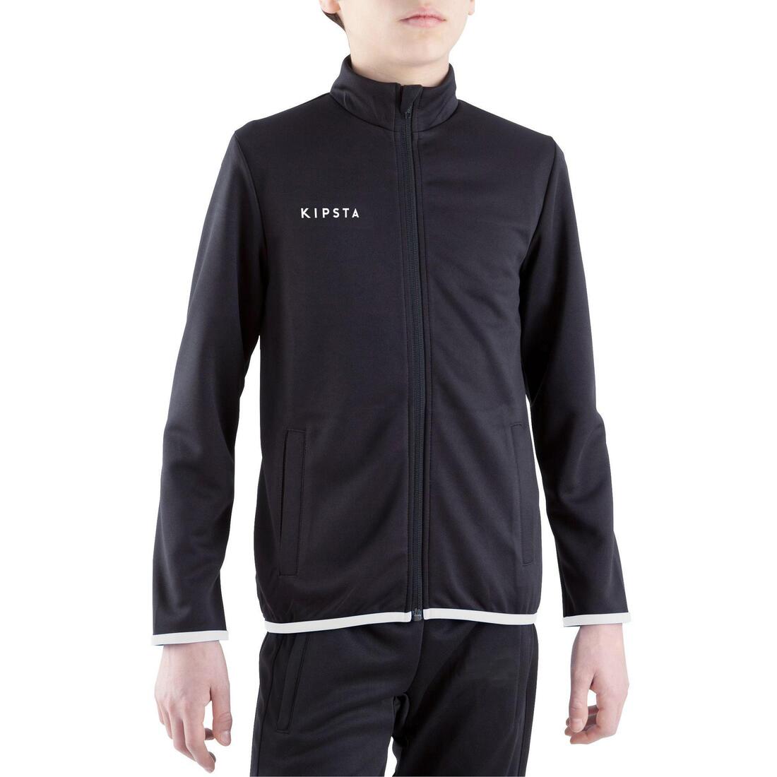 T100 Kids' Football Training Jacket - Black