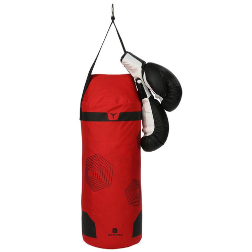 





Kids' Beginner Boxing Bag Set: Red Bag + Black Gloves