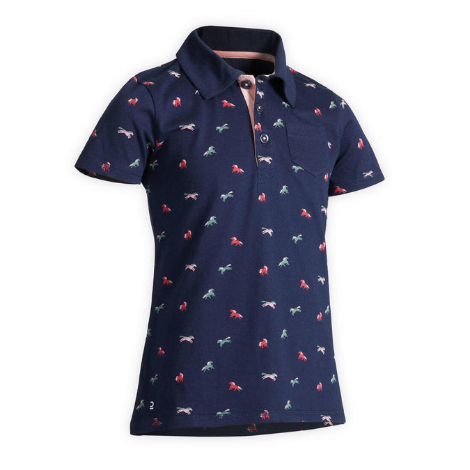 





Girls' Horse Riding Short-Sleeved Polo Shirt 140 - Navy/Pink Designs, photo 1 of 4