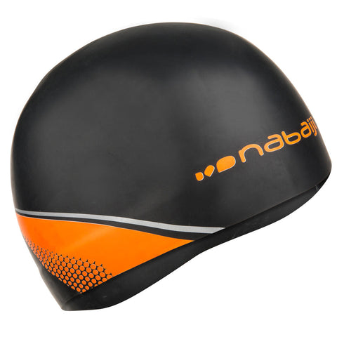 MOULDED SILICONE SWIM CAP 900 - BLACK WHITE RED