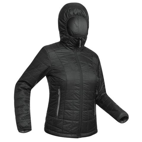 





Women's Mountain Trekking Hooded Padded Jacket TREK 100 - Black