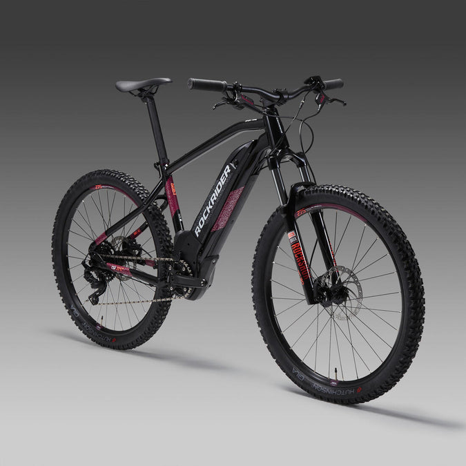 27.5 Hardtail Electric Mountain Bike E ST520 Black Purple Decathlon Kuwait