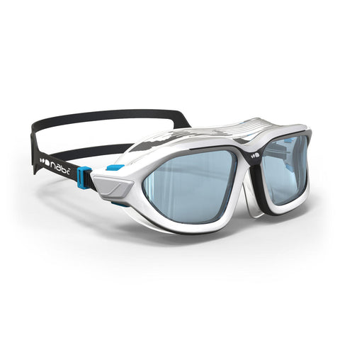 





500 ACTIVE Swimming Mask, Size L - White Grey, Clear Lenses