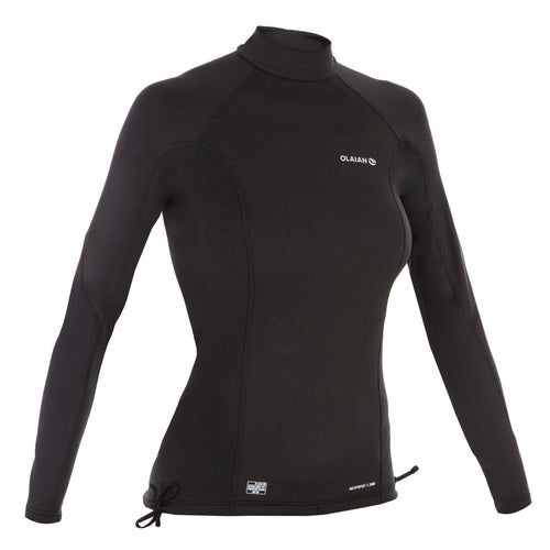 





T-shirt anti-UV surf neoprene and fleece long sleeve women's black