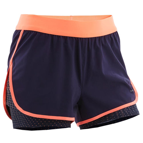 





Girls' 2-in-1 Breathable Multisport Shorts - Blue & Coral