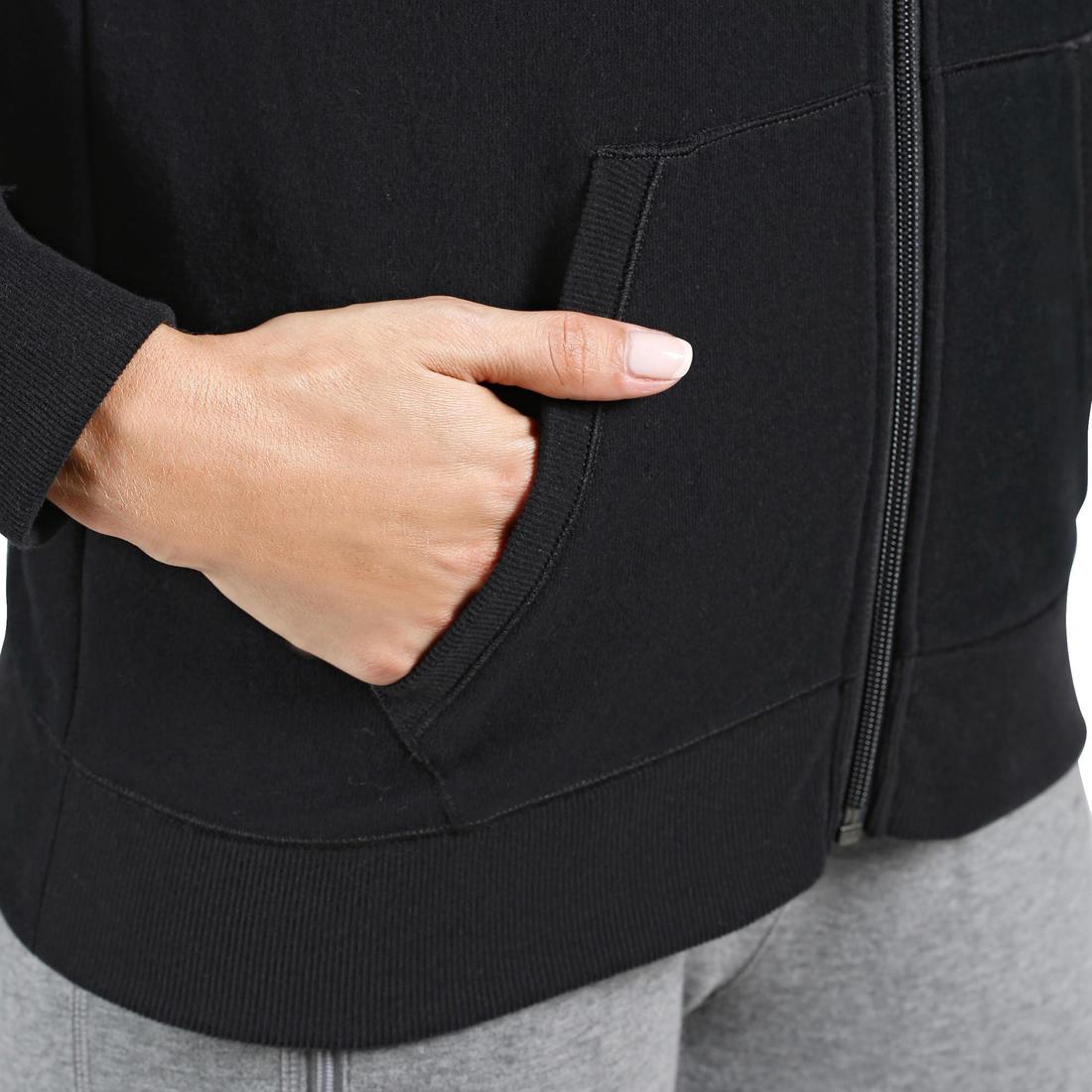 520 Women's Pilates & Gentle Gym Hooded Jacket - Black