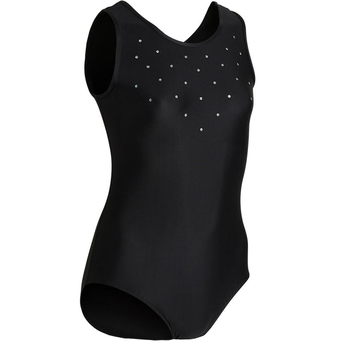 





Girls' Artistic Gymnastics Sleeveless Leotard - Black/Sequins, photo 1 of 6