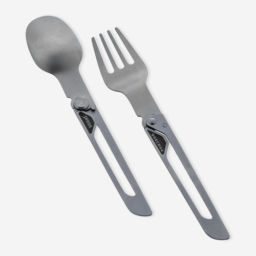 





Pack of 2 Folding Cutlery Sets 900, Fork + Spoon, Stainless Steel for Camping