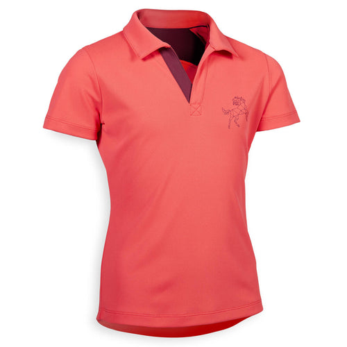 





Kids' Horse Riding Short-Sleeved Mesh Polo Shirt 500