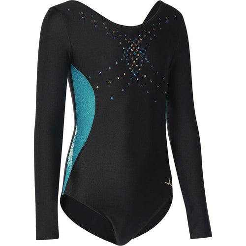 





Girls' Long Sleeve Gym Leotard - Black/Blue