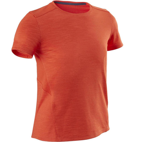 





500 Boys' Gym Breathable Cotton Short-Sleeved T-Shirt - Orange