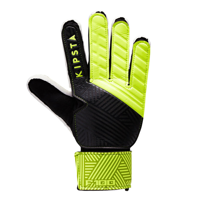 





F100 Kids' Football Goalkeeper Gloves - Black/Yellow, photo 1 of 9