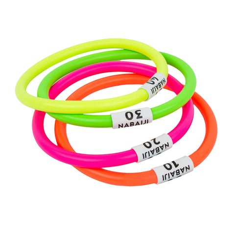 





Four weighted aquatic rings multi colours