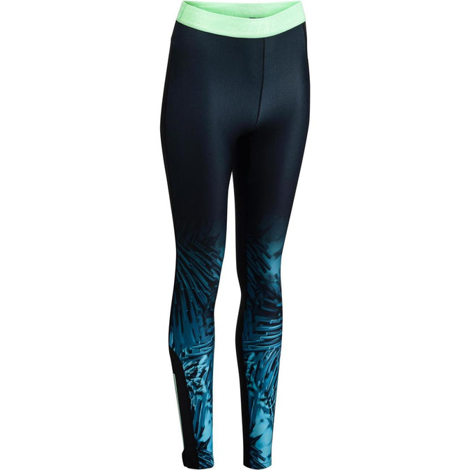 





500 Women's Cardio Leggings - Black with Blue Tropical Print, photo 1 of 10