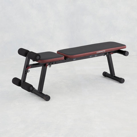 





Robust and compact fold-down incline weight bench with leg bar