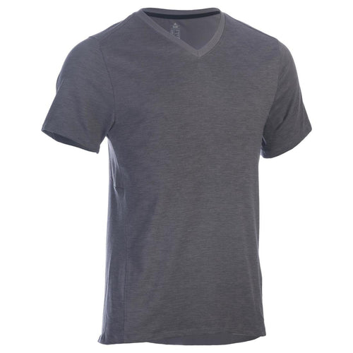 





520 Men's V-Neck Slim-Fit Gym & Pilates T-Shirt - Grey Print