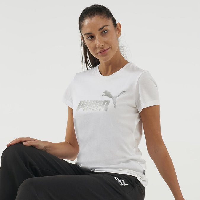 





Women's Cotton Fitness T-Shirt - White with Silver Logo, photo 1 of 5