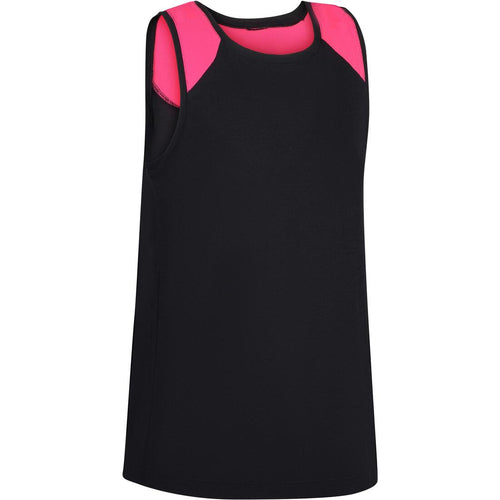 





500 Girls' Gym Tank Top - Black Pink