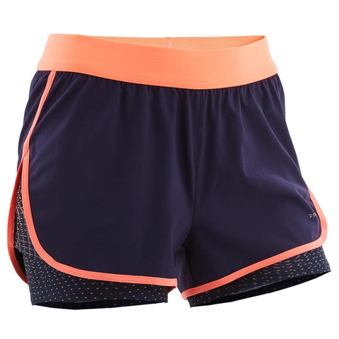 





Girls' 2-in-1 Shorts - Blue/Coral/Print