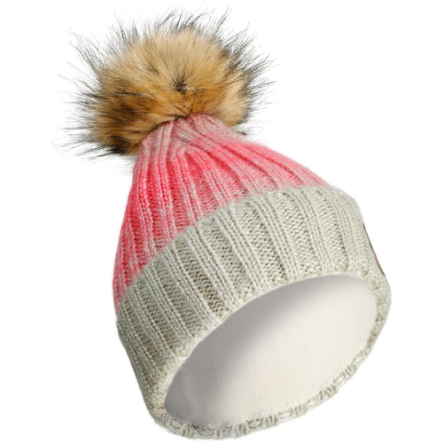 





Girl's Fur Ski Hat - Beige/Pink