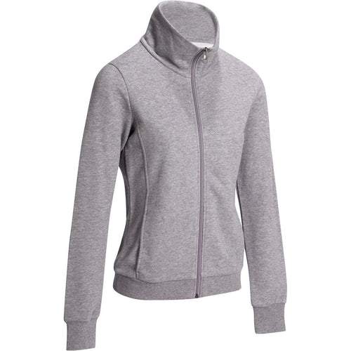 





Women's Zip-Up Hoodless Gym & Pilates Jacket - Mottled Grey