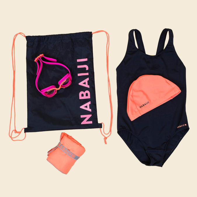 





START 100 GIRL'S SWIMMING SET - NAVY/CORAL (BAG, TOWEL, GOGGLES, CAP, SWIMSUIT), photo 1 of 5