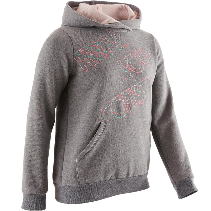 





500 Girls' Brushed Jersey Gym Sweatshirt - Grey Print, photo 1 of 7