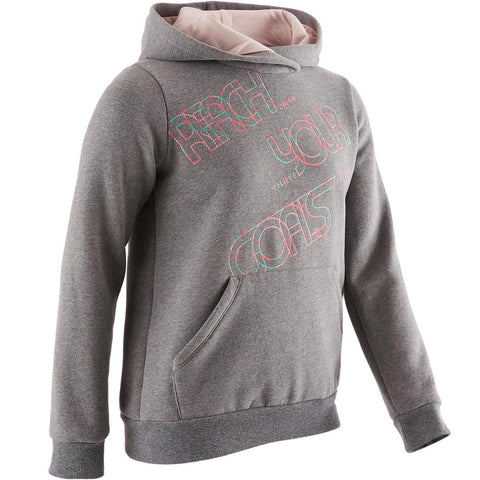 





500 Girls' Brushed Jersey Gym Sweatshirt - Grey Print