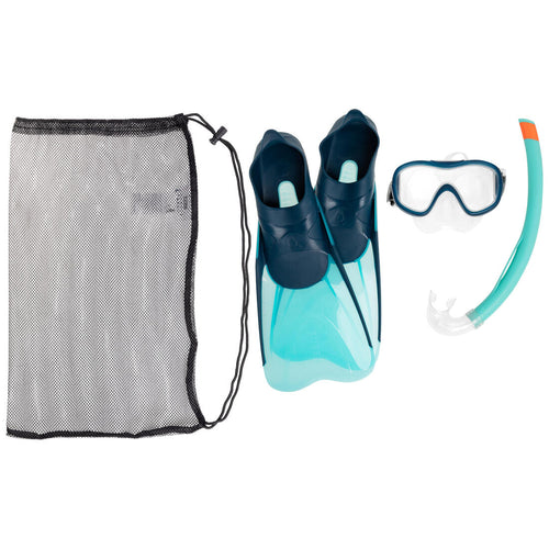 





Kids' Snorkelling Fins Mask Snorkel Set SNK 500 -Blue Grey Pastel