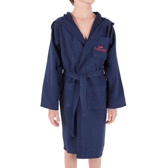 





Junior lightweight cotton bathrobe with hood and belt - Dark Blue, photo 1 of 7